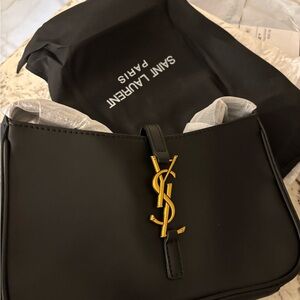 Saint Laurent Black Belt Bag with Gold Accent